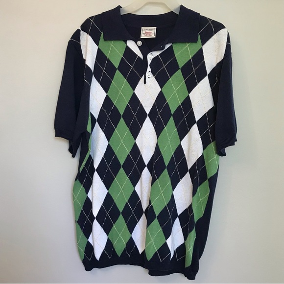 STEVE & BARRY ALL-AMERICAN - 2 Boys Argyle Blue & Green Short Sleeve Sweaters - Picture 13 of 14